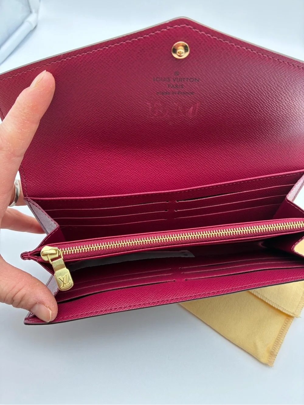 Louis Vuitton Monogram Canvas Sarah envelope style Wallet with pink interior